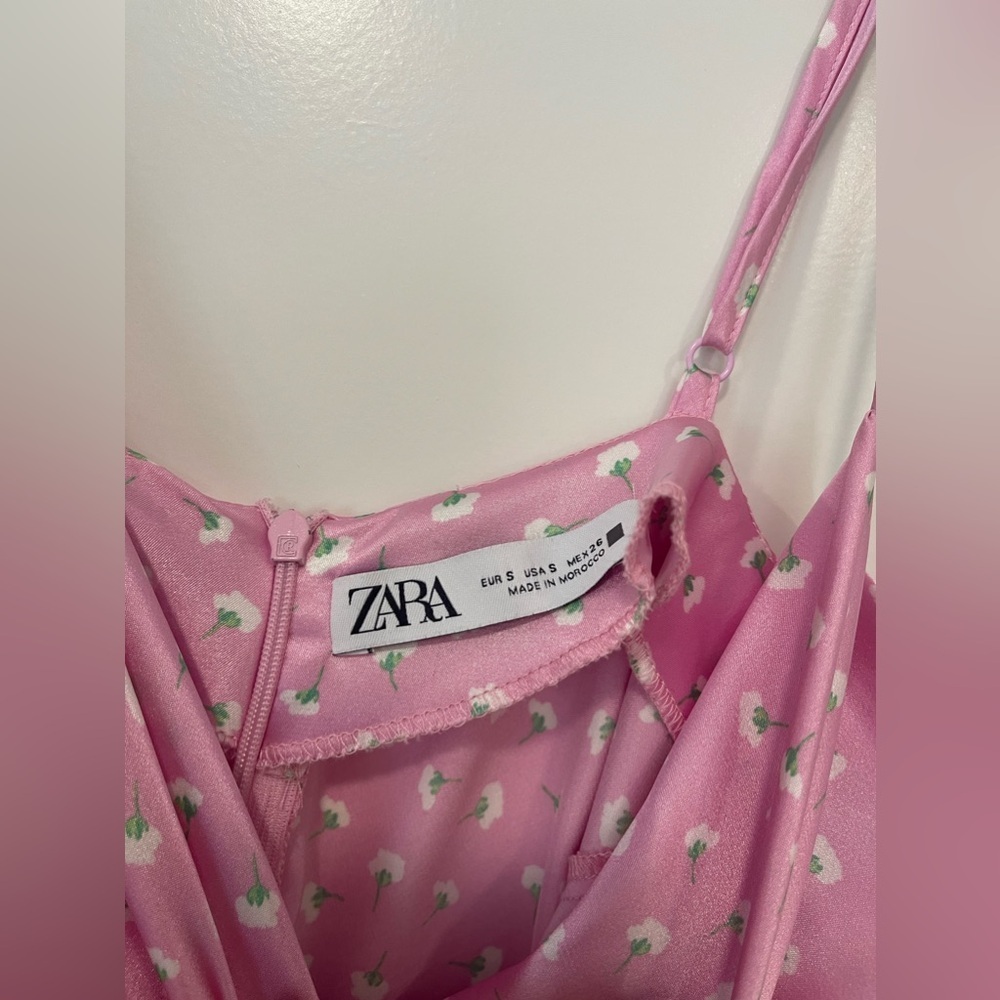 Zara Satin Cowl Neck Floral Printed Slip Dress - Picture 6 of 8